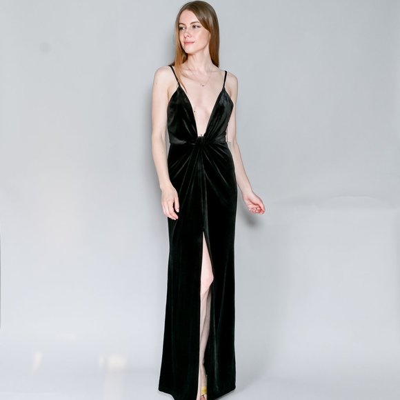 chinese dress ladies Deep V Neck Pleated Satin Long Dress – Aurora Fashion